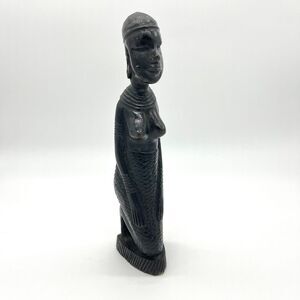 Vintage African Hand Carved Ebony Wood Female Figure Tribal Art Sculpture‎